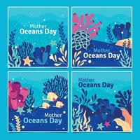 moeder oceaan dag sociale media vector