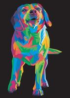 kleurrijke beagle hond hoofd met koele geïsoleerde pop-art stijl backround. wpap-stijl vector