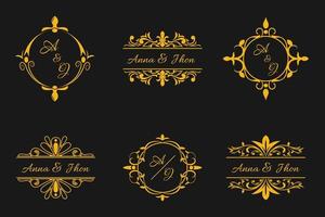 luxe bruiloft monogram concept vector