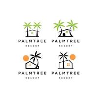 palmboom resort huis logo pictogram ontwerp sjabloon platte vector