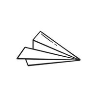 papieren vliegtuigje in doodle-stijl. hand getrokken vectorillustratie geïsoleerd op een witte achtergrond. vector