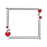 romantisch frame met harten. doodle schets stijl. voor het decoreren van wenskaarten, huwelijksuitnodigingen. hand getrokken vectorillustratie geïsoleerd op een witte achtergrond. vector