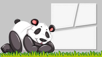 Panda op notitie sjabloon vector
