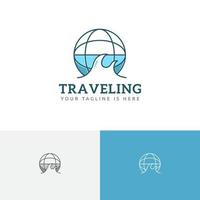 strand zee wereldbol tour reizen vakantie vakantiebureau logo vector