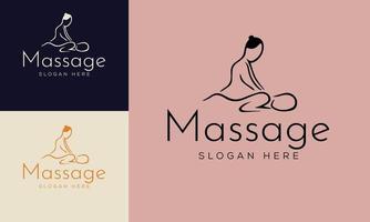 set spa element hand getekende logo met lichaam en bladeren. logo voor spa- en schoonheidssalon, boetiek, massagetherapie, biologische winkel, ontspanning, vrouwenlichaam, yoga, cosmeticawinkel. gratis vector