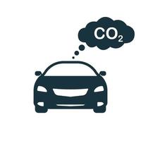 auto stoot co2 gas uit. vervuiling van koolstofdioxide door het verkeer. co2 wolk gas icoon. verkeersvervuiling door voertuigpictogram. vectorillustratie. vector