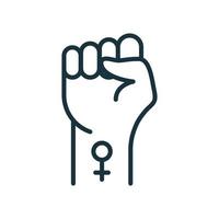 symbool van de feministische beweging. sterke vuist opgewekt met vrouwelijk geslachtssymbool. girl power, vrouwelijk protest lijn icoon. teken van feminisme en gelijkheid van vrouwen. vectorillustratie. vector