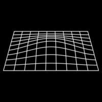 vervormd raster futuristisch draadframepatroon. mesh met convexe vervorming. vlak wit golfraster. 3D-warp geometrische vorm met kromme golvende lijn. geïsoleerde vectorillustratie. vector