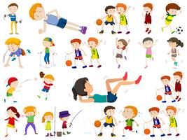 Set sport kinderen vector