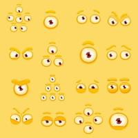 cartoon monster ogen instellen vectorillustratie. komische schattige en griezelige monster oogbollen geïsoleerd. boos en bang, sluw en klagend. vector