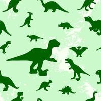 naadloos patroon met dinosaurussilhouet op textuurvlekken. stof textiel, verpakking, verpakkingspapier, behang. vector illustratie