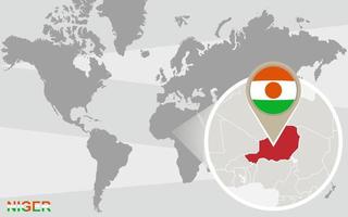 wereldkaart met uitvergrote niger vector