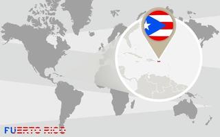 wereldkaart met vergrote Puerto Rico vector