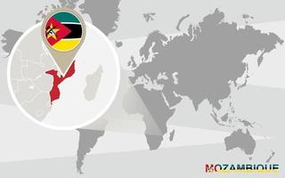 wereldkaart met vergrote mozambique vector