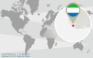 wereldkaart met vergrote sierra leone vector