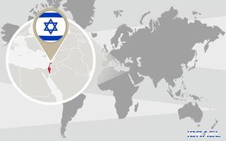 wereldkaart met vergroot Israël vector