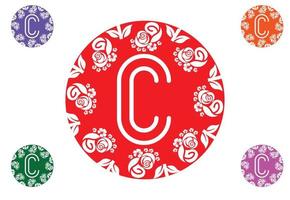 letter c met bloemlogo en pictogram grafisch ontwerpsjabloon vector