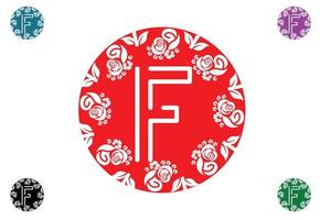 letter f met bloemlogo en pictogram grafisch ontwerpsjabloon vector