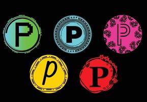 p brief nieuw logo en pictogram ontwerpsjabloon bundel vector