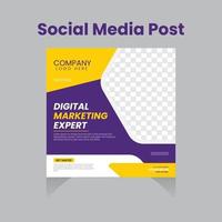 digitale marketingexpert social media marketingpost, banner, vierkante flyersjabloon, bewerkbare webbannerpostsjabloon vector