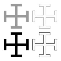 kruis galg die lijkt op hindhead kruis monogram religieuze kruis pictogrammenset zwart grijs kleur vector illustratie vlakke stijl afbeelding