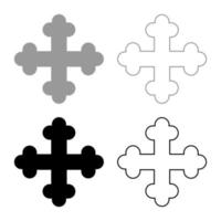 kruis klaverblad klaver kruis monogram religieuze kruis pictogrammenset zwart grijs kleur vector illustratie vlakke stijl afbeelding