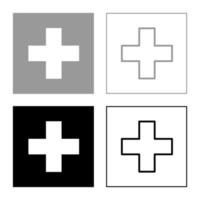 vlag van zwitserland icon set grijs zwart kleur illustratie overzicht vlakke stijl eenvoudige afbeelding vector