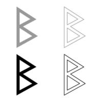 berkana rune berk geboorte icon set grijs zwart kleur illustratie overzicht vlakke stijl eenvoudige afbeelding vector