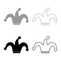 nar's cap icon set grijs zwarte kleur vector