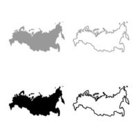 kaart van russische pictogrammenset grijs zwarte kleur vector