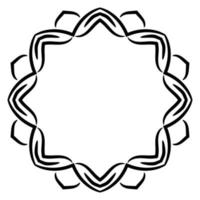 abstracte doodle gekrulde dunne lijn ronde frame geïsoleerd op een witte achtergrond. mandala grens. vector