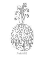 ananas doodle decoratief element geïsoleerd op een witte achtergrond vector