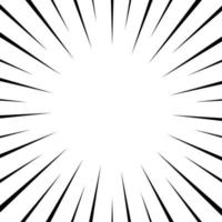 zwart-wit optische illusie burst achtergrond. halftooneffect. abstracte radiale, convergerende lijnen. explosie, straling, zoom, visueel effect. zonne- of sterrenstralen voor stripboeken in pop-artstijl. vector