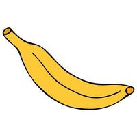 hand getekende cartoon banaan geïsoleerd op een witte achtergrond. tekenfilmvrucht. vector