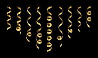 gouden serpentine en carnaval lint collectie. vectorillustratie. vector