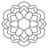 sier ronde doodle bloem geïsoleerd op een witte achtergrond. zwarte omtrek mandala. geometrische cirkel voor het kleuren van boek, logo, ontwerpelement. vector