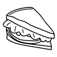 cartoon doodle lineaire sandwich geïsoleerd op een witte achtergrond. vector