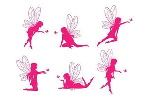 schattige fee silhouet illustratie vector