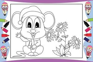 dieren cartoon muis kleuren voor kinderen vector