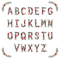 set bloemen alfabet letters vector