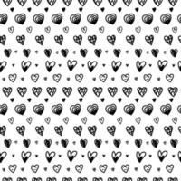 abstracte naadloze hart tekening. inkt illustratie. harten met verschillende ontwerpen. zwart en wit. vector