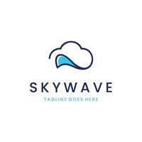 cloud skywave minimale digitale technologie logo-ontwerp vector