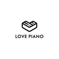 pianotoets met eenvoudig liefdeslogo-ontwerp vector