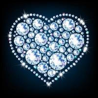 diamanten hart met heldere flare-sterren. voor valentijnsdag, vrouwendag, liefdesverklaring. realistische stijl. op een donkere achtergrond. vector illustratie