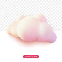 wit roze pastel wolk 3d. leuke cartoonstijl. 3D-tekenfilm icon.ai vector