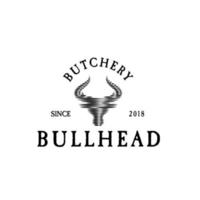 bullhead slagerij logo. dual tone stier hoofd silhouet. barbecue logo vector