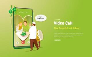 illustratie van video-oproepconcept voor islamitische eid mubarak-wenskaart vector
