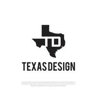 texas logo initialen td, texas kaart, texas pictogram, texas symbool, vector logo, ontwerpsjabloon