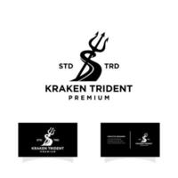 drietand kraken vintage logo-ontwerp vector