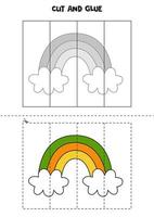 knip en lijm delen van schattige regenboog. vector